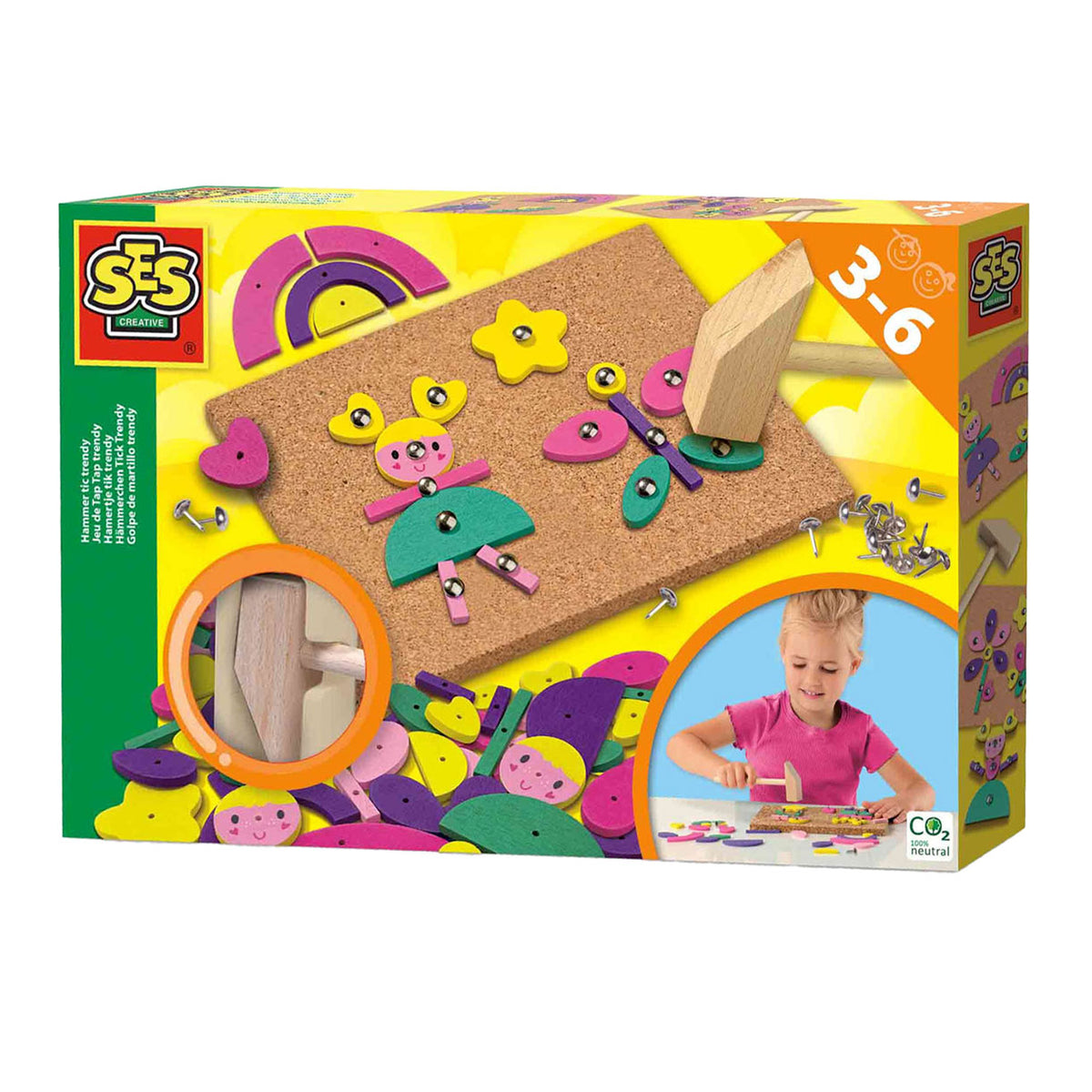 Ses creative hamertje tik trendy met kurken plankje en houten vormpjes - vanaf 3 jaar - schoencadeautjes sinterklaas