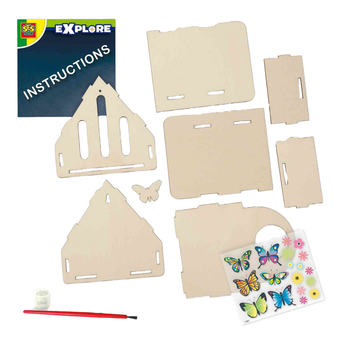 Ses creative vlinderhotel - zelf bouwen van hout met stickers - vanaf 5 jaar - buitenspeelgoed - schoencadeautjes sinterklaas