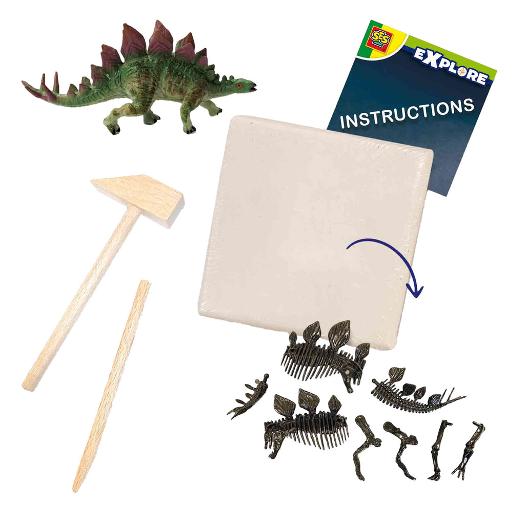 Ses explore dino en skelet opgraven 2in1- stegosaurus