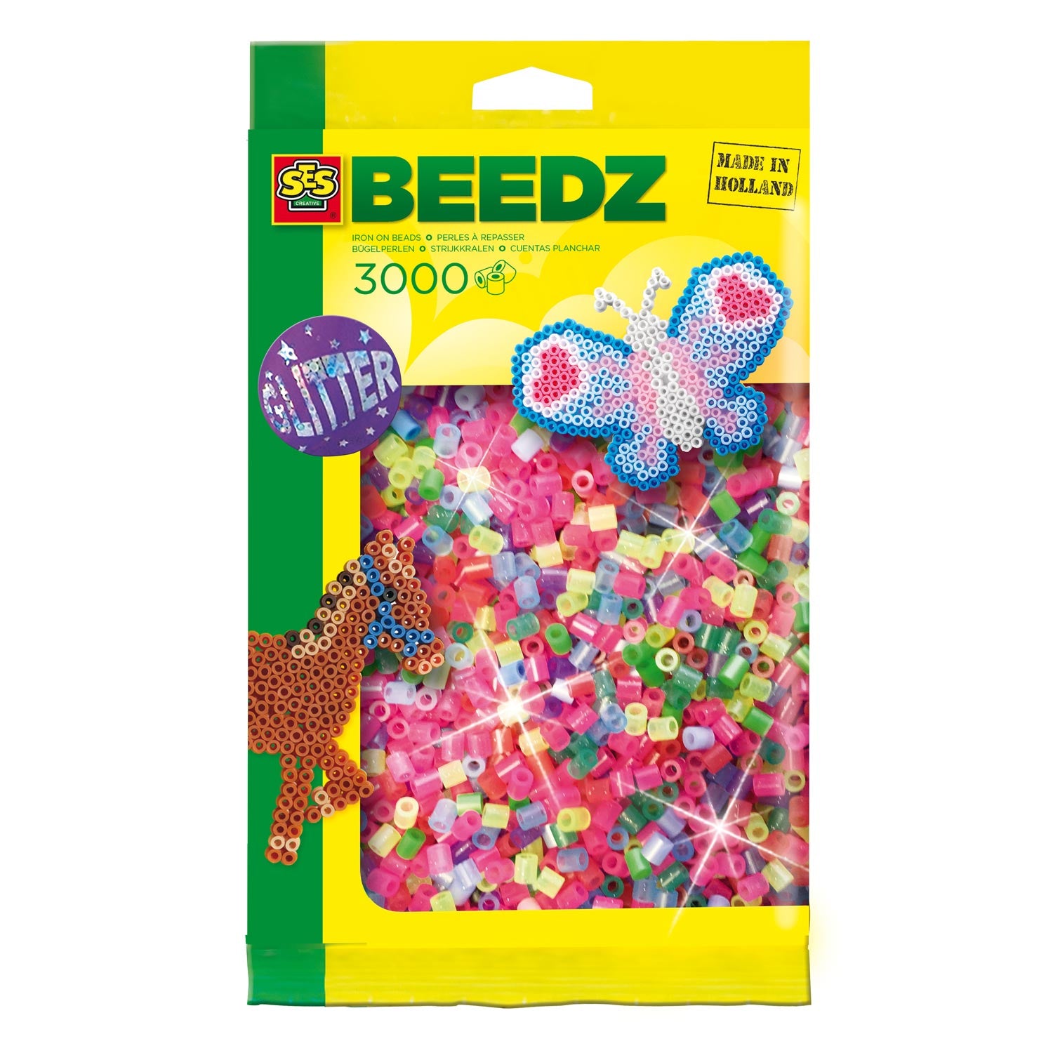 Ses creative ses strijkkralen - glitter, 3000st.