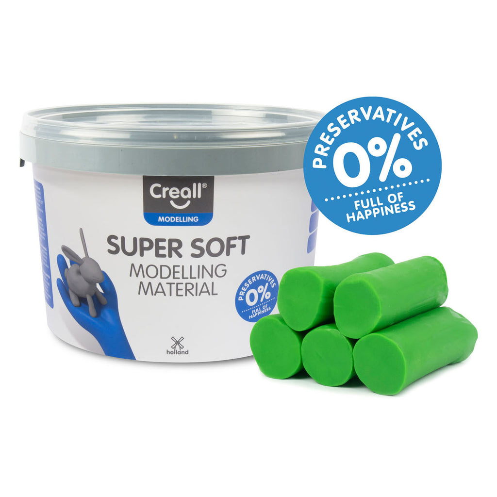 Creall supersoft boetseerklei - groen - hersluitbare emmer - 1750 gram - glutenvrij - gemaakt in nederland