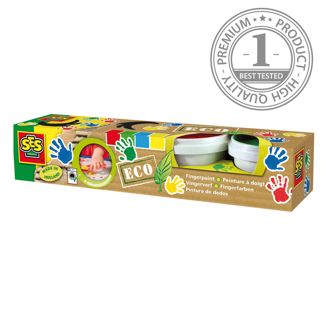 Ses creative vingerverf - 4 basiskleuren - vanaf 2 jaar - 4 x 110 ml - knutselen - glutenvrij - schoencadeautjes sinterklaas