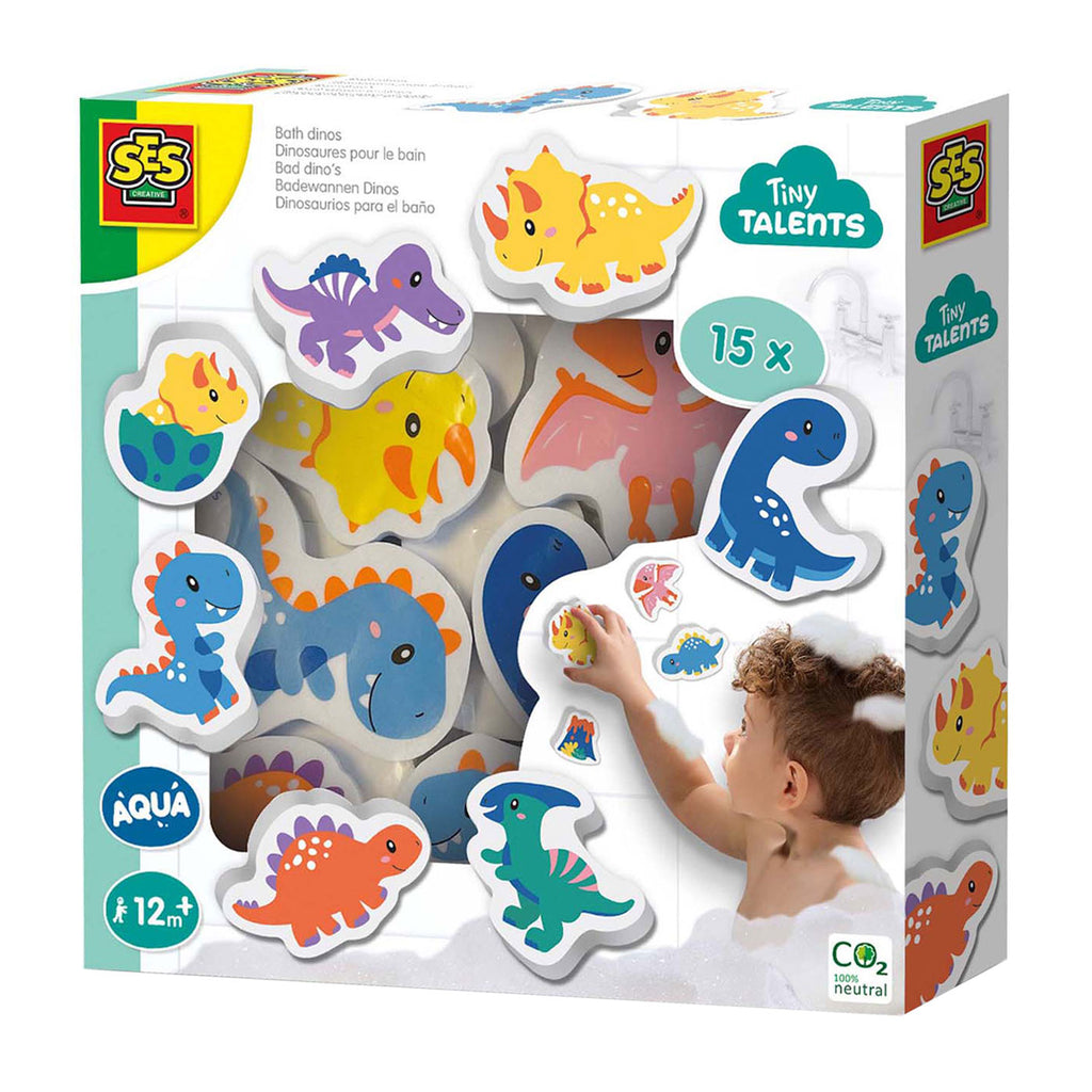 Ses creative - tiny talents - bad dino’s set - foam dino’s - plakken op natte tegels - stimuleert fantasie - veilig badspeelgoed - creatief spelen - dinosaurus speelgoed