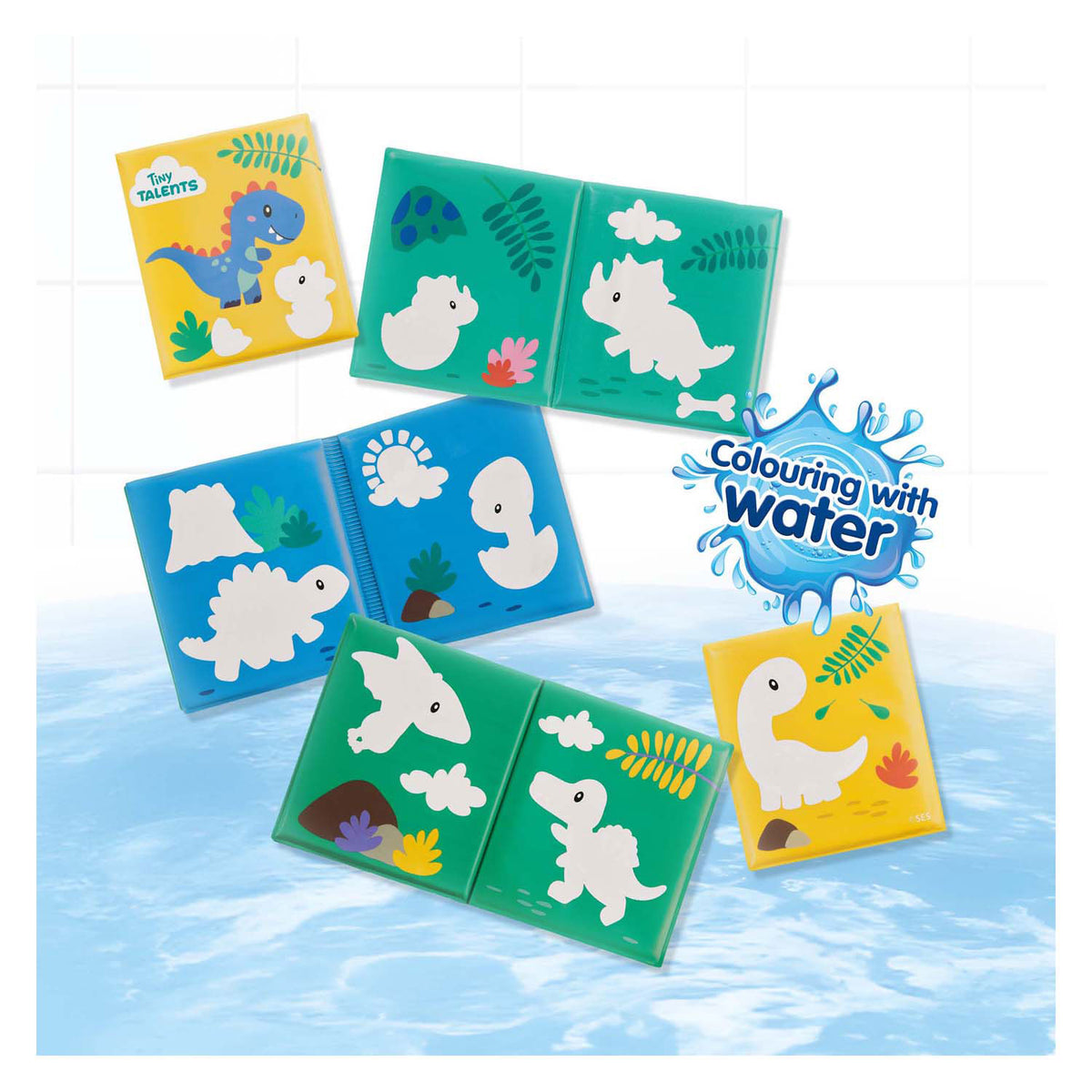 Ses badboek - kleuren met water dino's