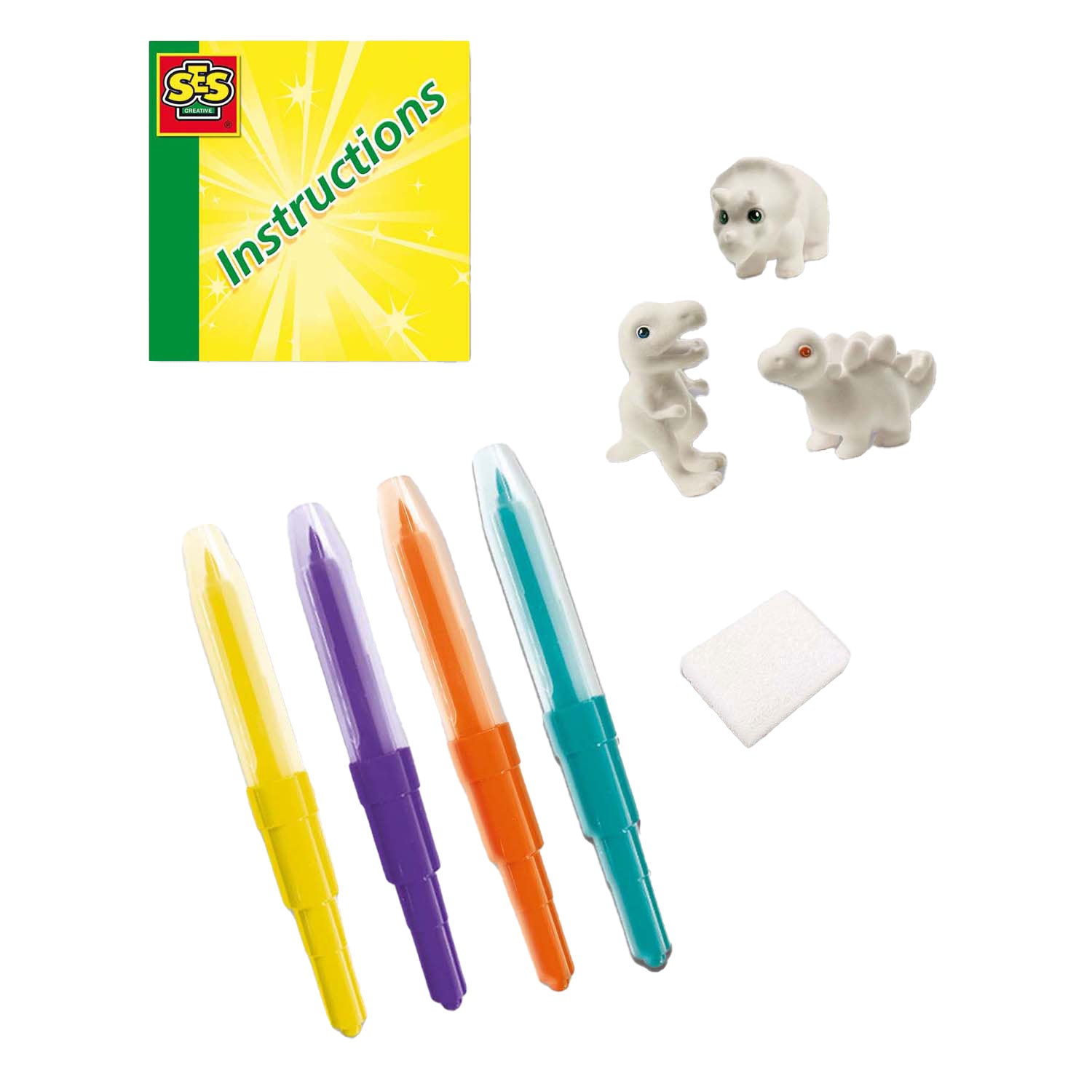 Ses creative ses blow airbrush pens - dinosaurussen, 3st.
