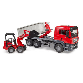 Bruder - Bruder miniatuurauto van de man tgs vrachtwagen met container rood