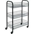 Metaltex tomado- siena keukentrolley met wielen 41x23x63 cm zwart