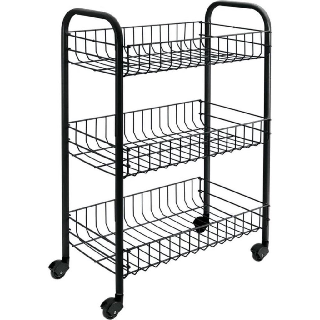 Metaltex tomado- siena keukentrolley met wielen 41x23x63 cm zwart