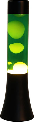 I-Total - I-Total lavalamp - lava lamp - sfeerlamp - 30x9 cm - glas/aluminium - 25w - groen met witte lava - zwart - xl2458