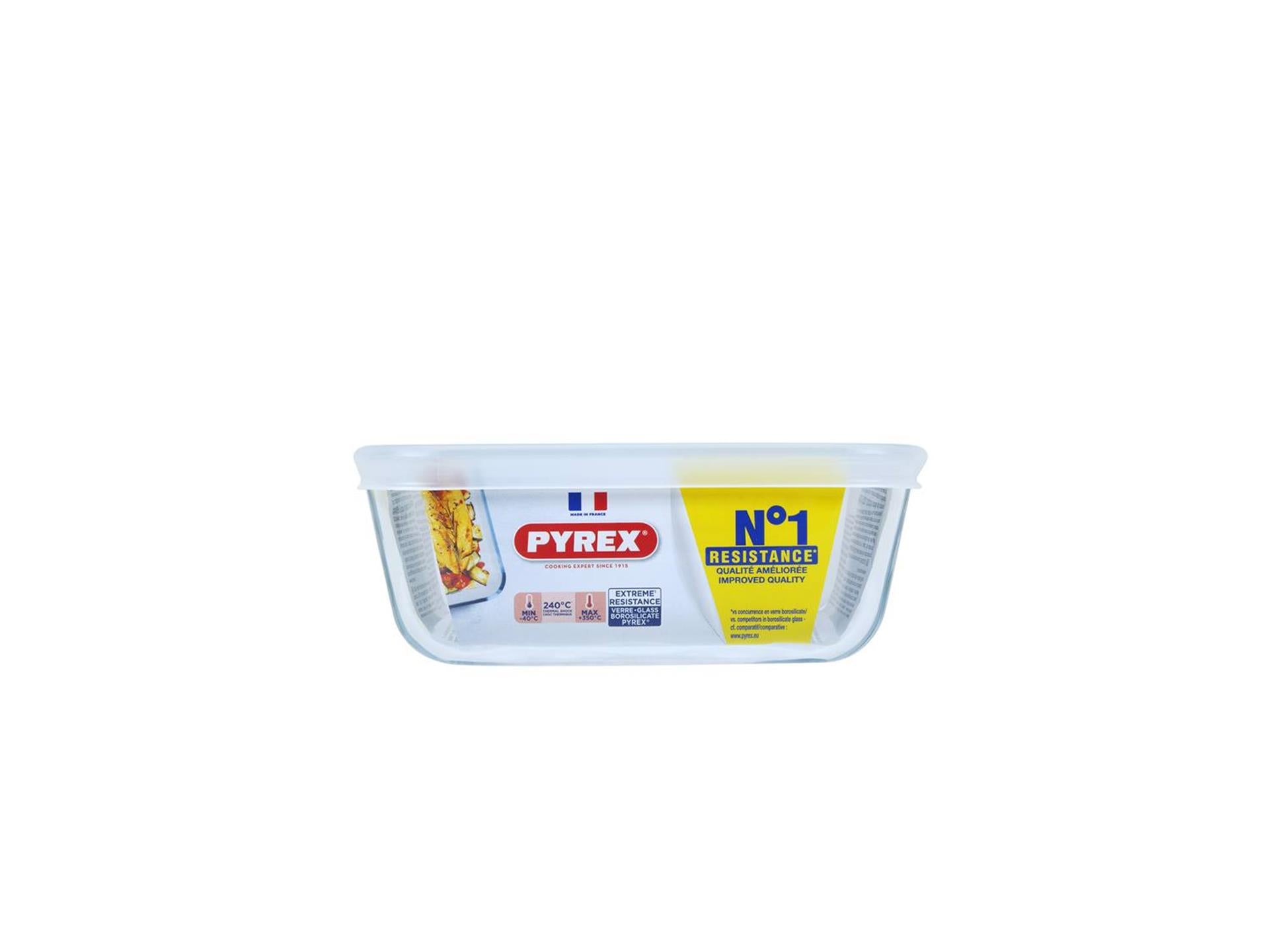 Pyrex schaal met deksel 0,85l 15x15cm
