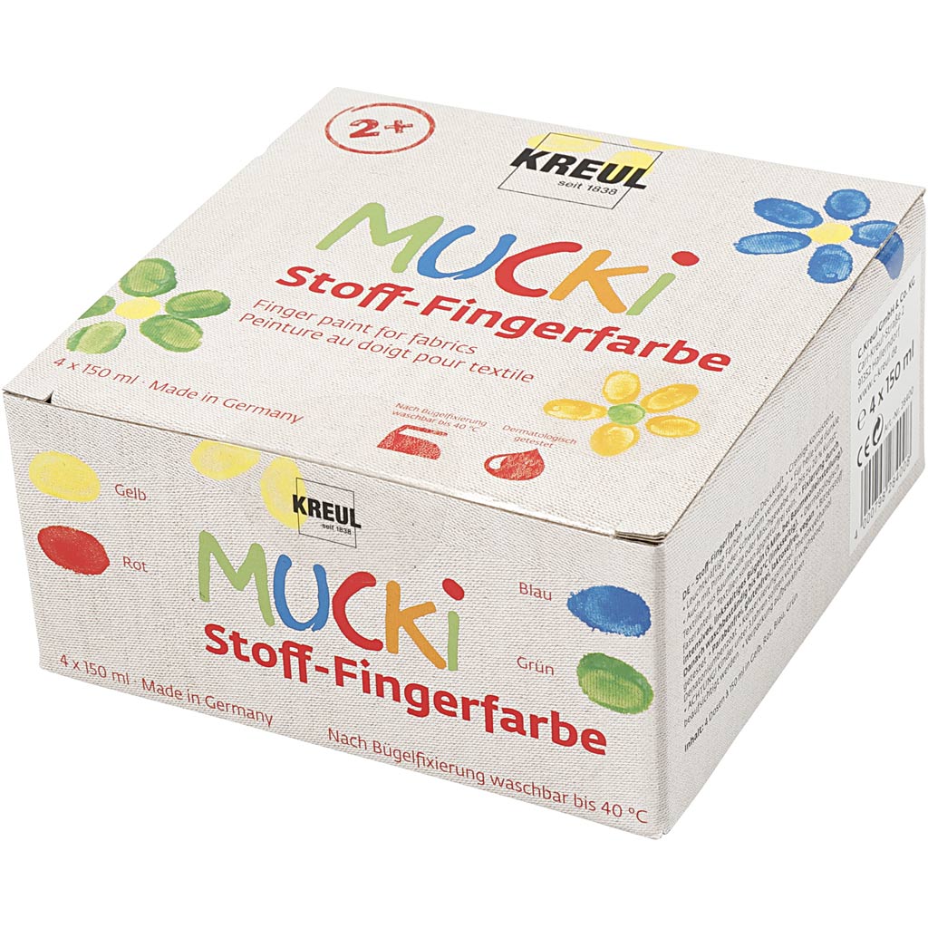 Mucki - Mucki Https://www.cchobby.nl/muck-vingerverf-blauw-groen-rood-geel-4x150-ml-1-doos