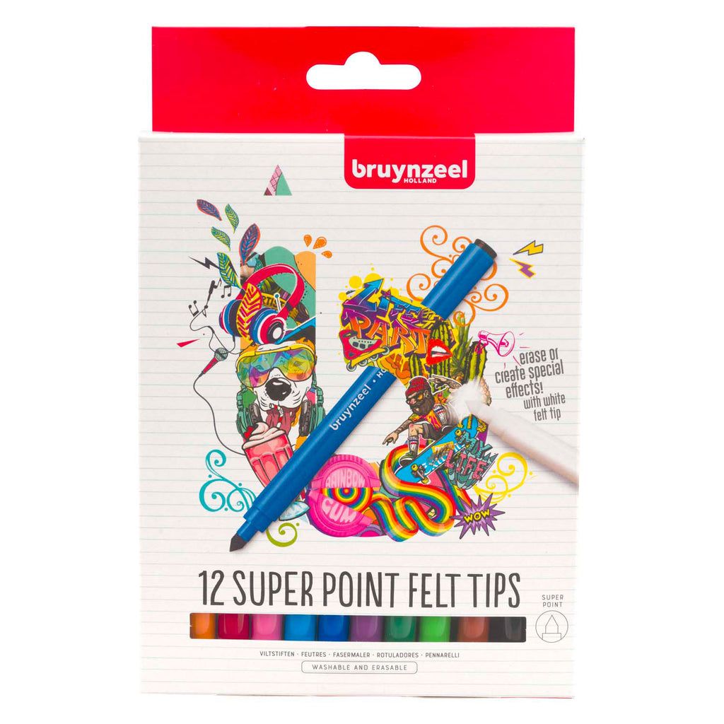 Bruynzeel - super point viltstiftenset 12 kleuren