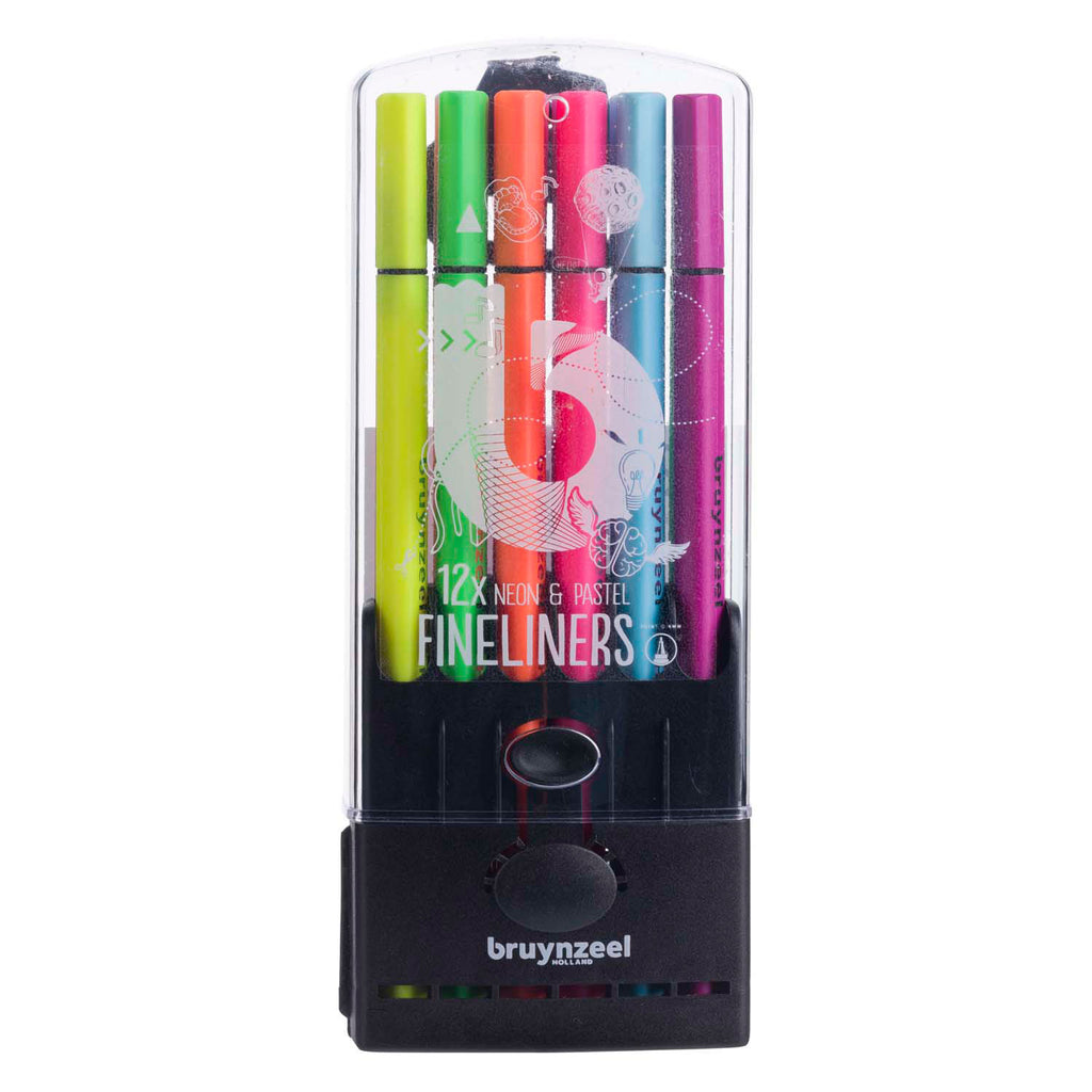 Bruynzeel - fineliner set neon & pastel 12 kleuren