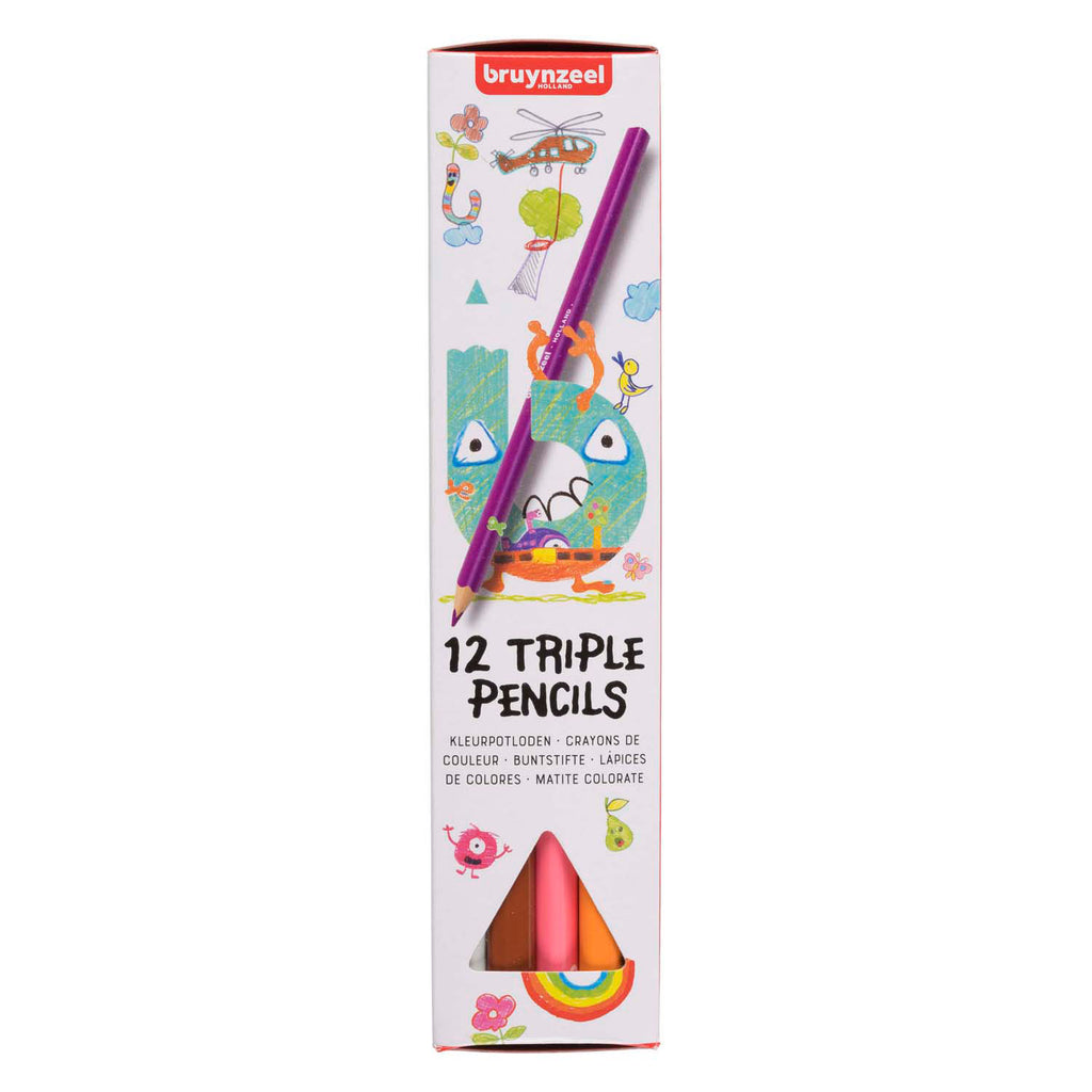Bruynzeel - triple kleurpotloden set 12