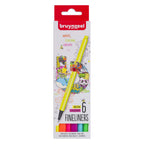 Bruynzeel - fineliner set 6 neonkleuren