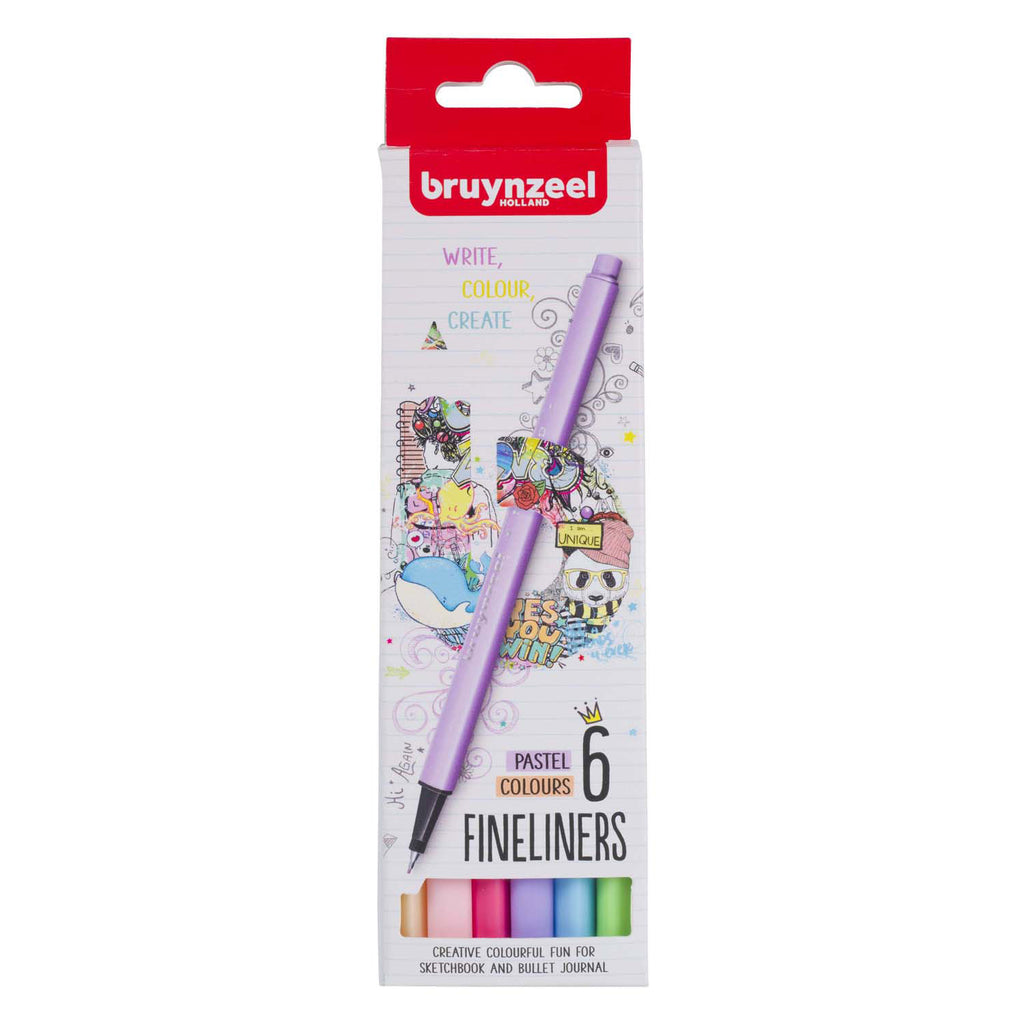 Bruynzeel fineliner set pastel 6 kleuren