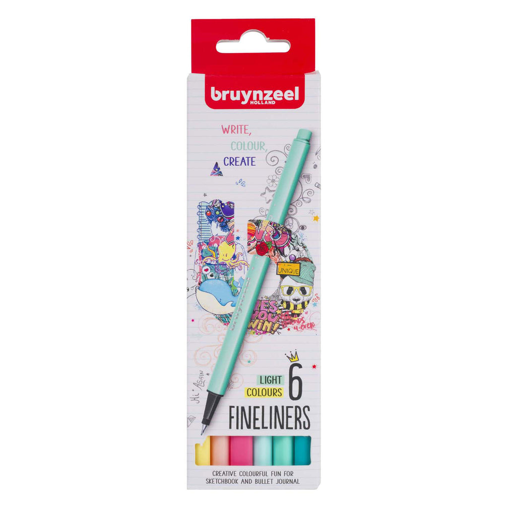 Bruynzeel - fineliner set licht 6 kleuren