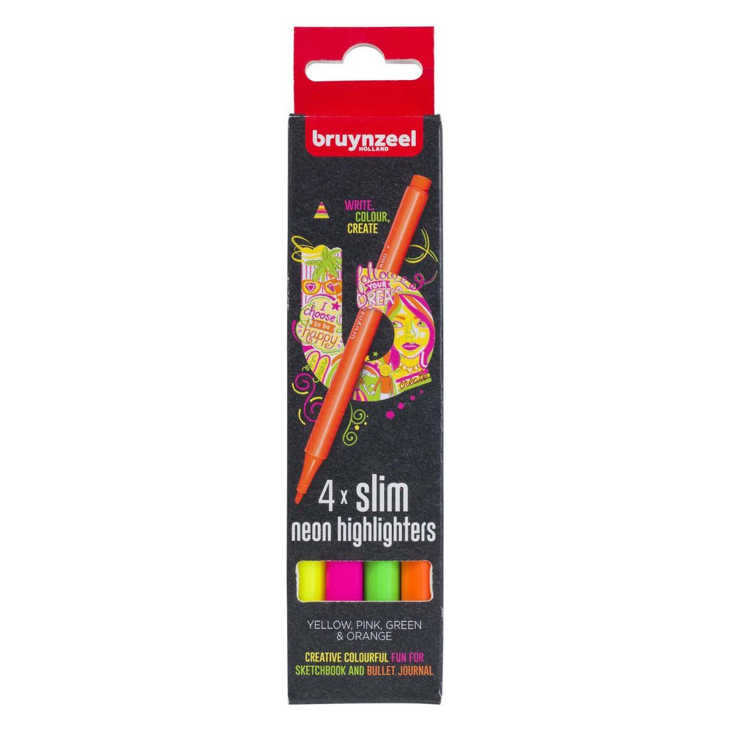 Bruynzeel - markeerstiften smal set 4 kleuren