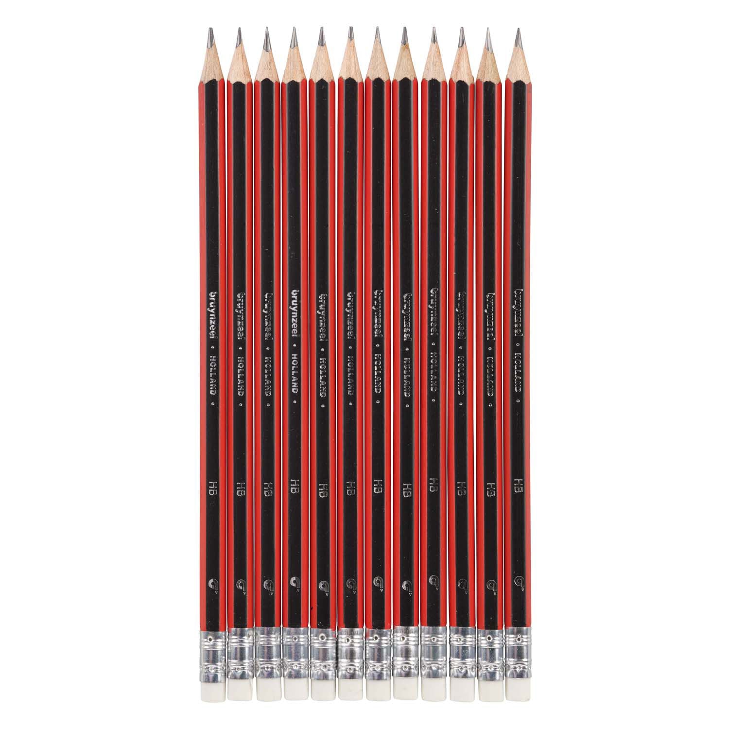 Bruynzeel hb zwart-rood en gum grafietpotlood