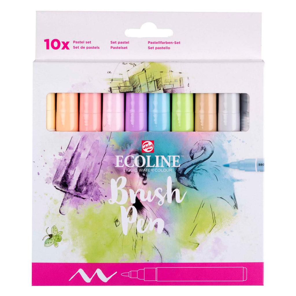 Bruynzeel - Ecoline brush pen set pastel 10 kleuren