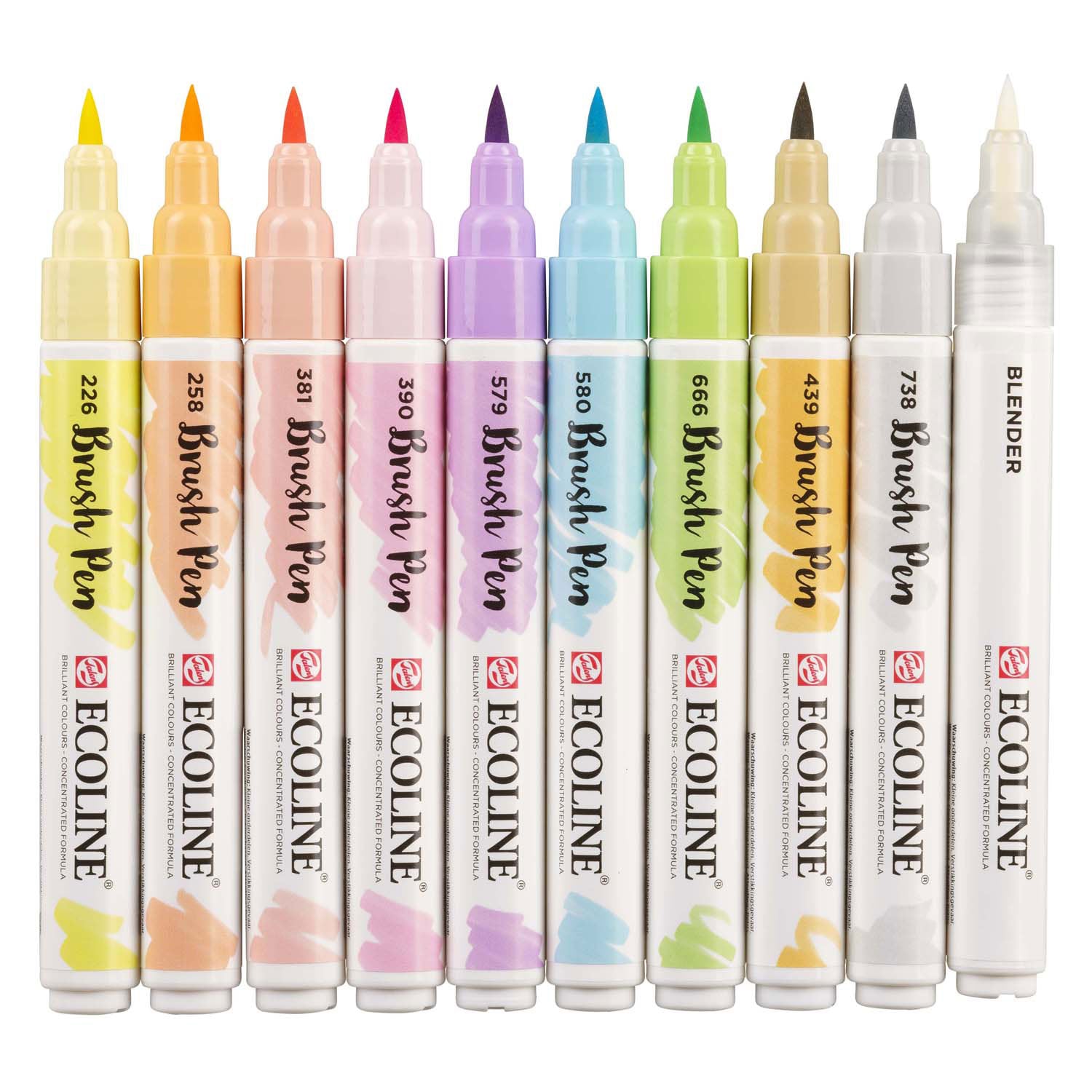 Bruynzeel - Ecoline brush pen set pastel 10 kleuren