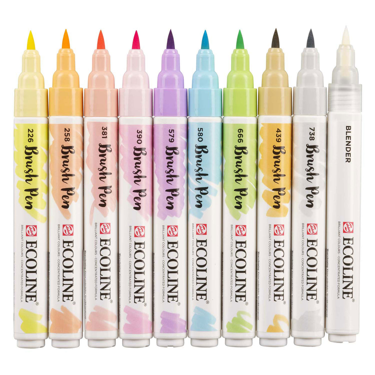 Bruynzeel - Ecoline brush pen set pastel 10 kleuren