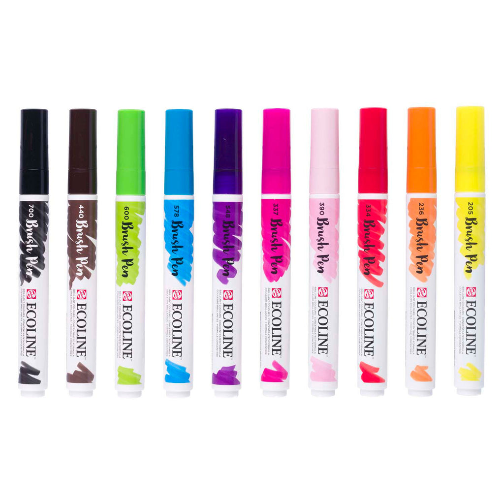 Ecoline - Ecoline brush pen set helder 10 kleuren