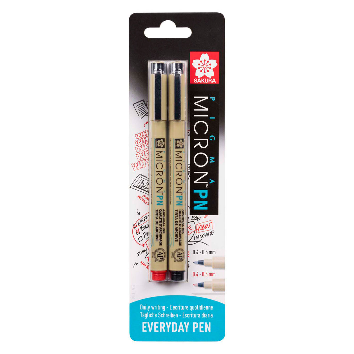 Sakura - Sakura blisterkaart pigma micron pn zwart rood 2 stuks