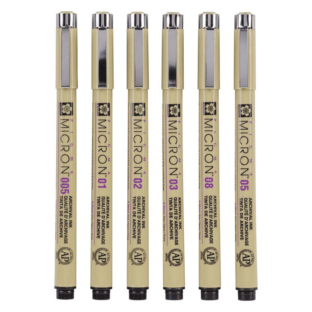 Sakura • pigma micron set basiskleuren 0,25mm 6stuks