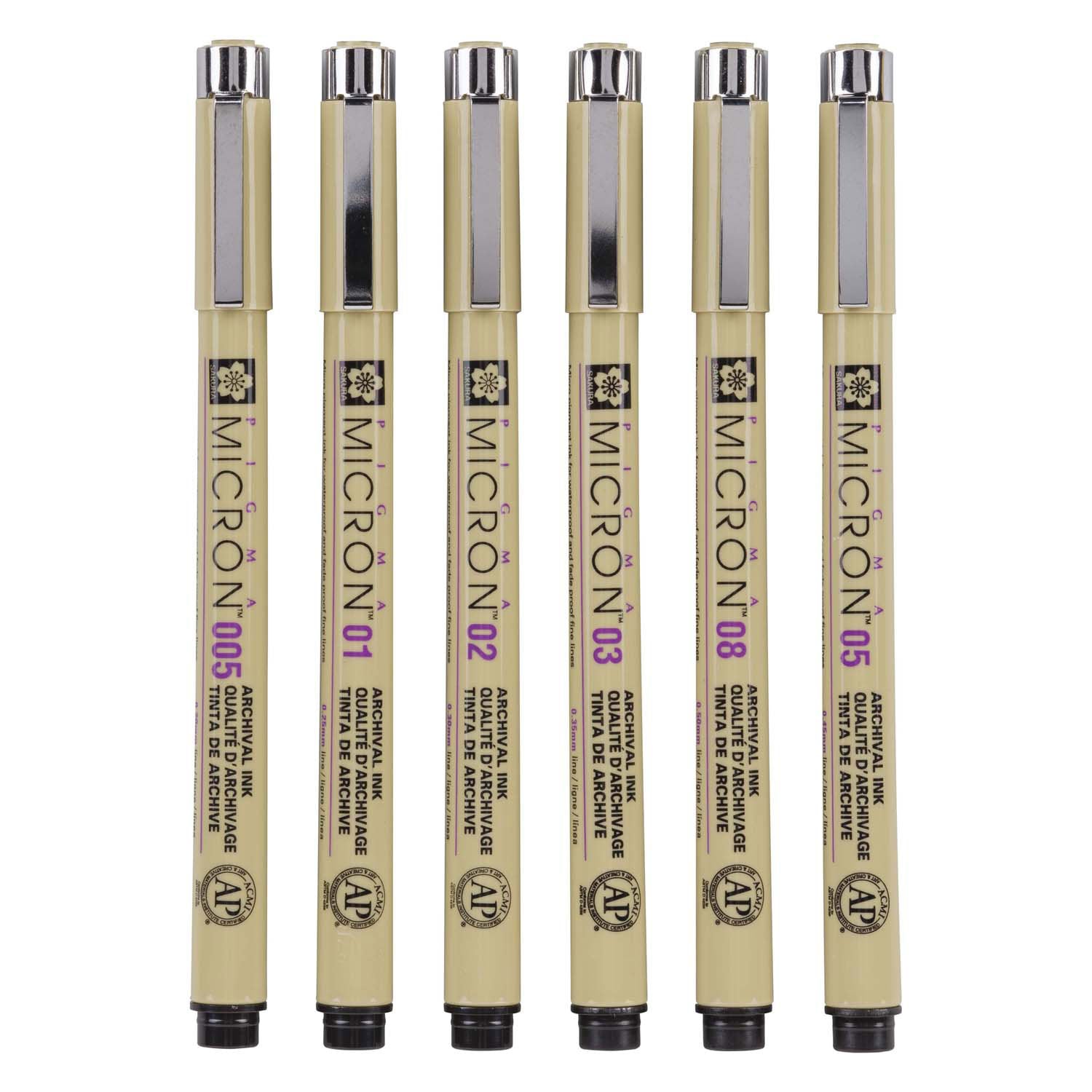 Sakura • pigma micron set basiskleuren 0,25mm 6stuks