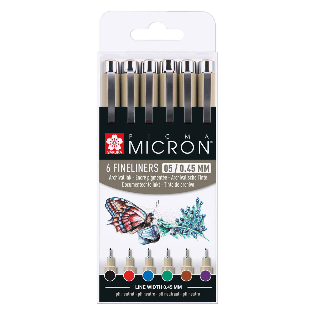 Sakura - Sakura pigma micron 05 etui met 6 basic kleuren