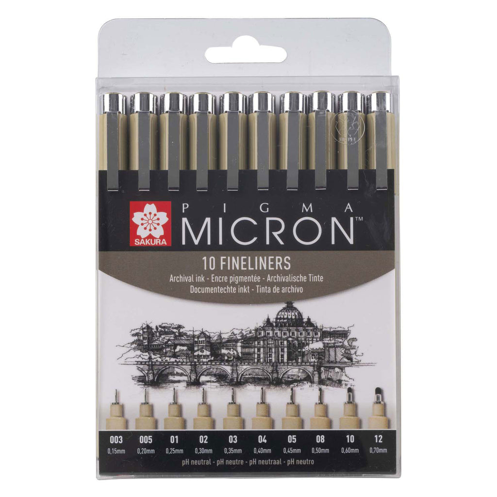 Sakura - Sakura pigma micron etui fineliners - 10 fineliners - zwart
