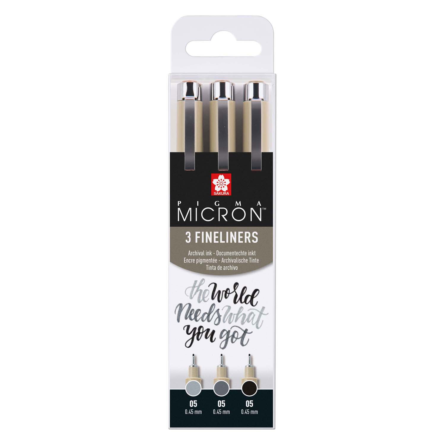 Sakura • pigma micron 05 fineliner set zwart grijs 3pcs