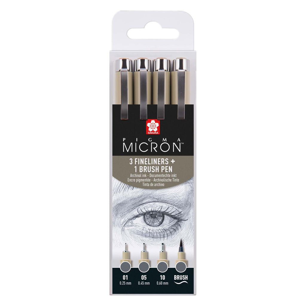 Sakura - Sakura pigma micron fineliner set 4 maten koelgrijs