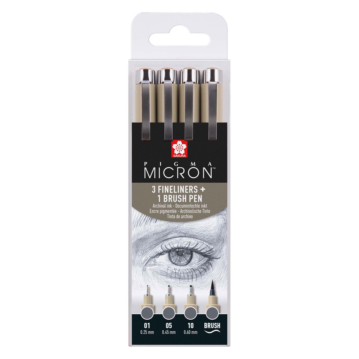 Sakura - Sakura pigma micron fineliner set 4 maten koelgrijs