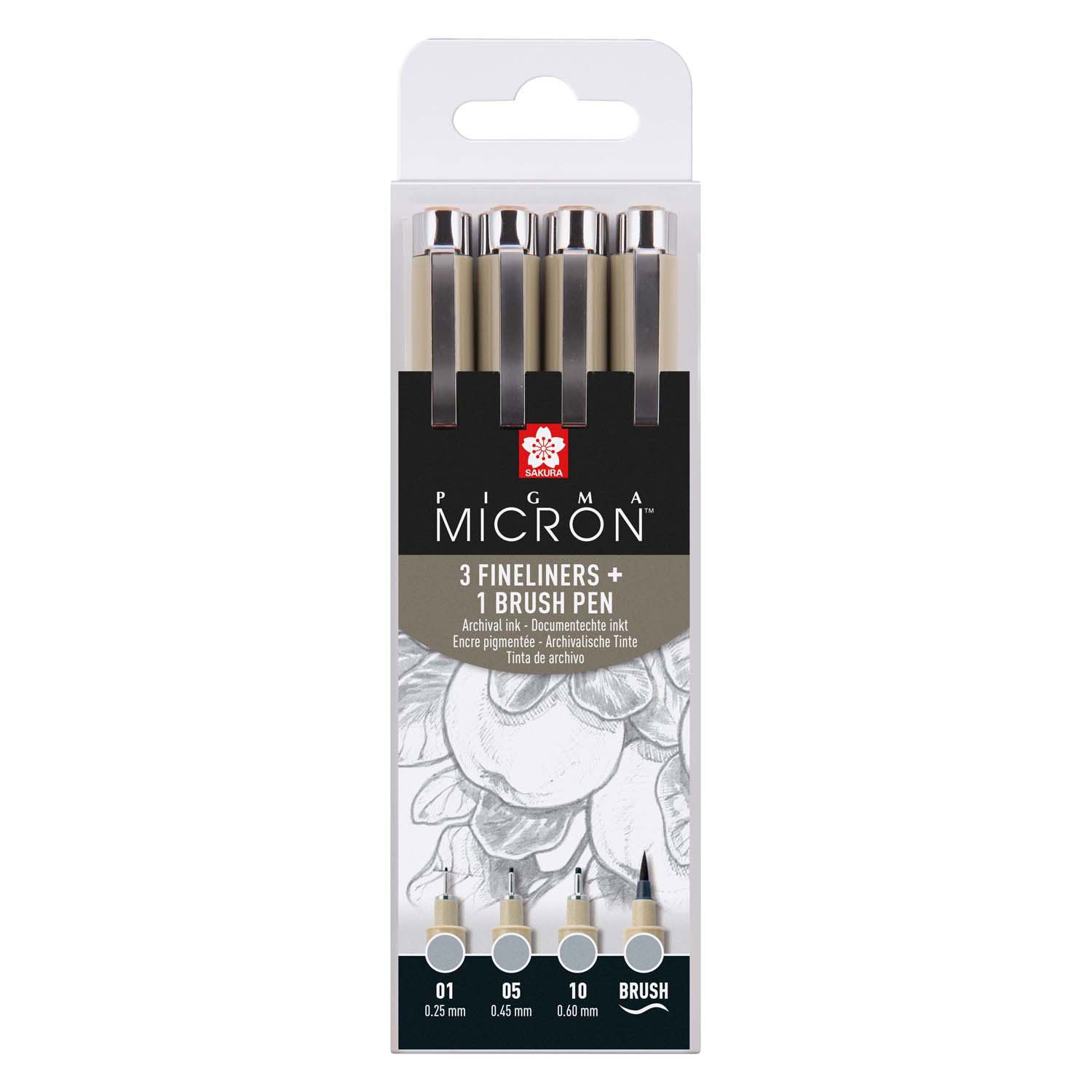 Sakura - Sakura pigma micron fineliner set 4 maten licht koelgrijs