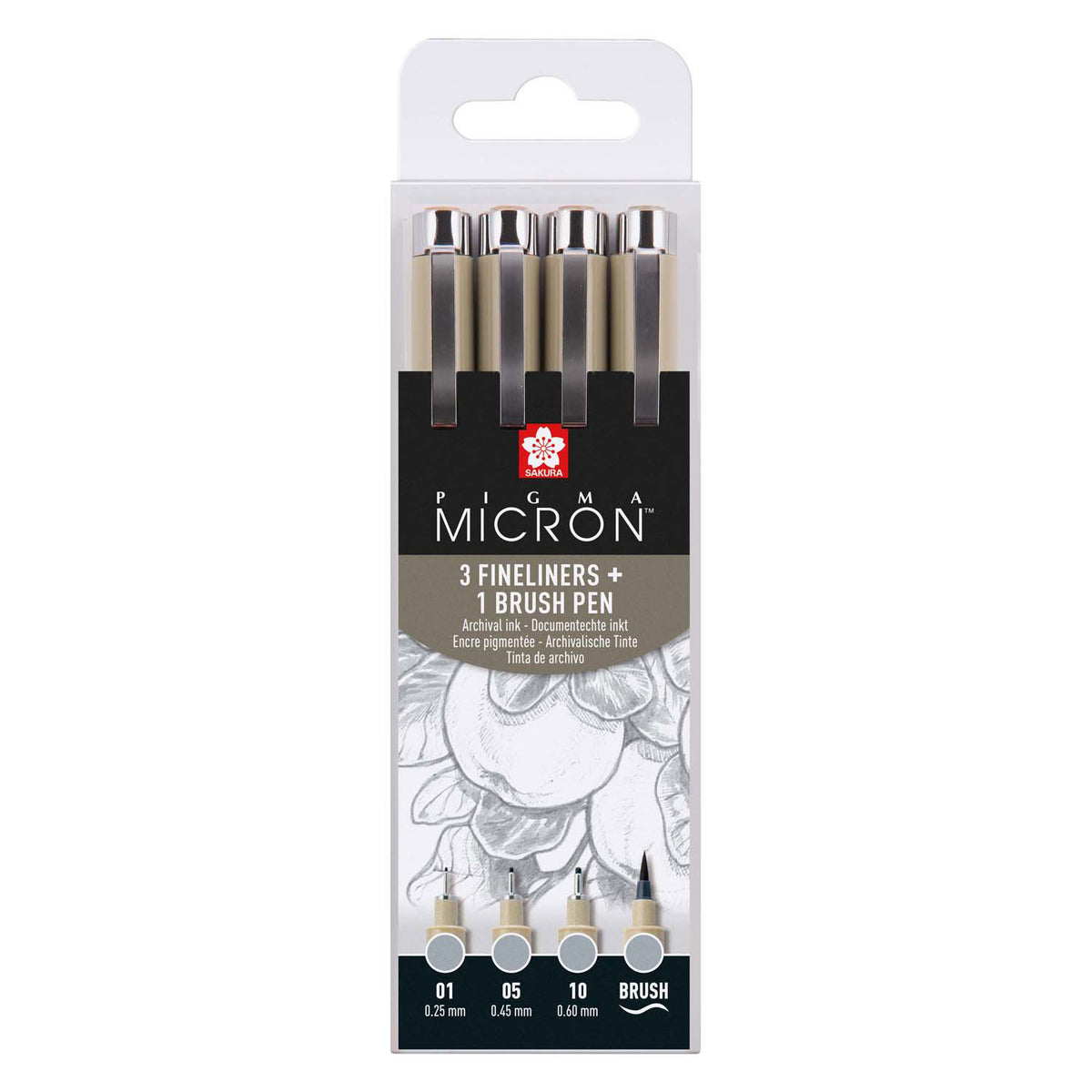 Sakura - Sakura pigma micron fineliner set 4 maten licht koelgrijs