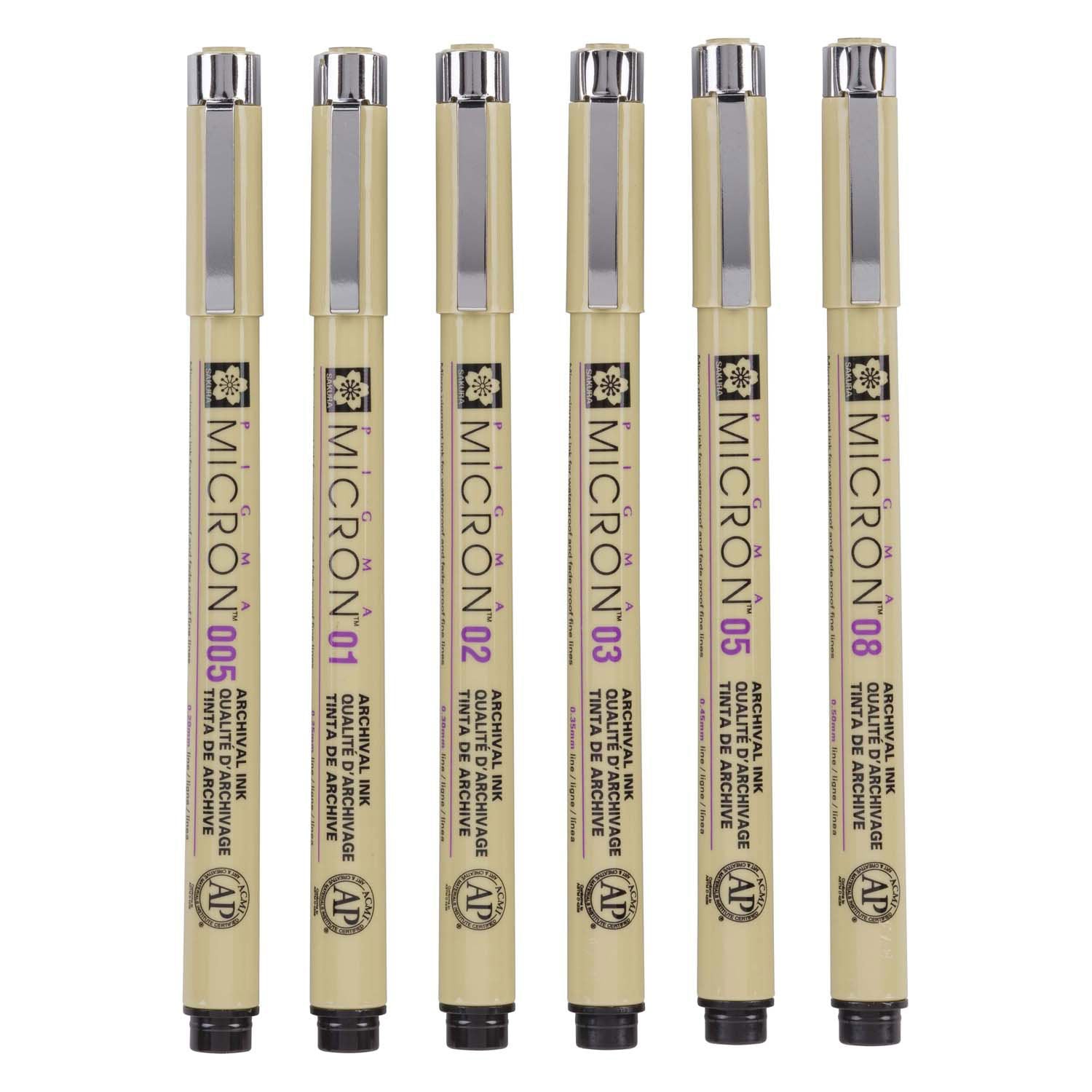 Sakura pigma micron fineliners etui - 6 fineliners - zwart