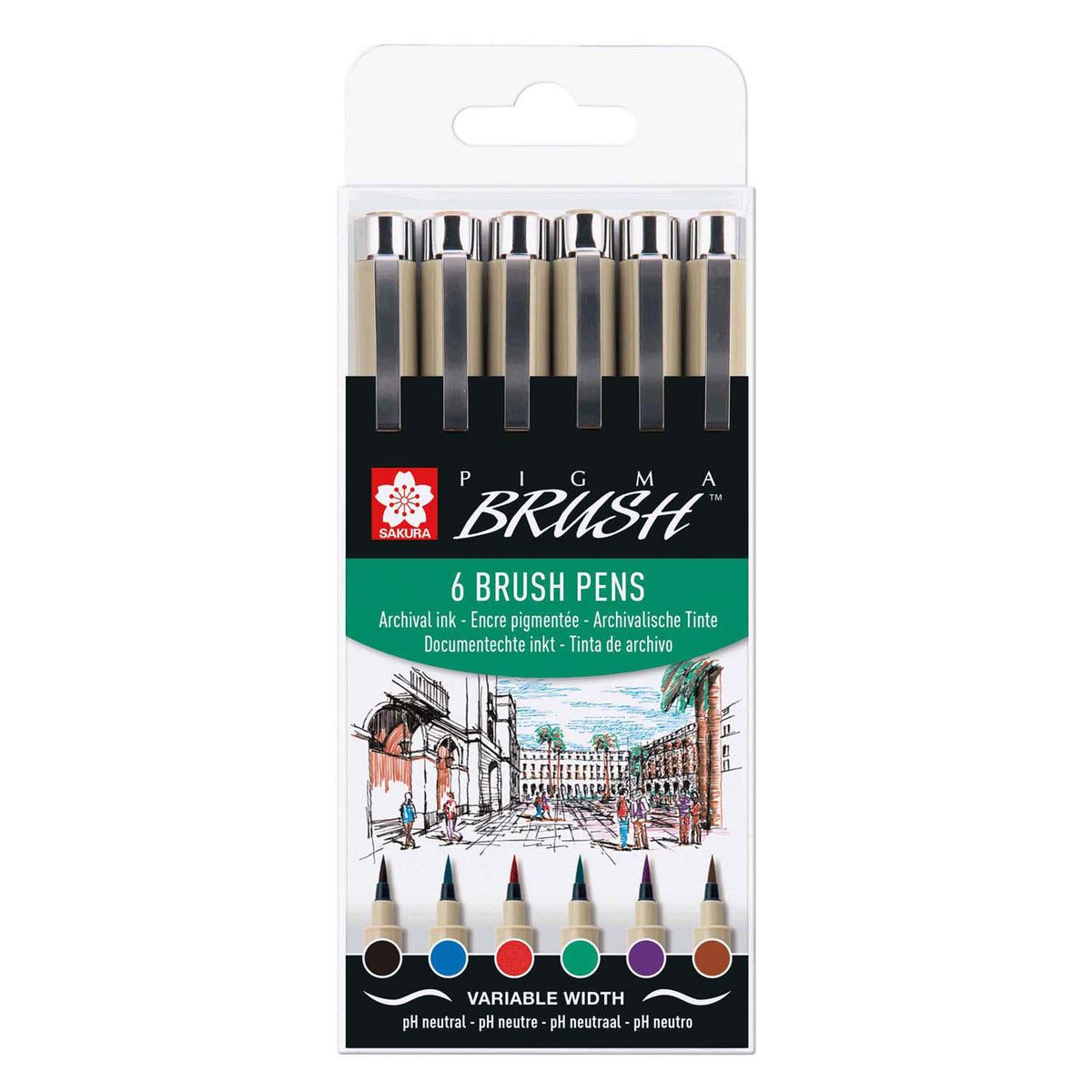 Sakura - Sakura pigma penseel-set etui 6 basic kleuren
