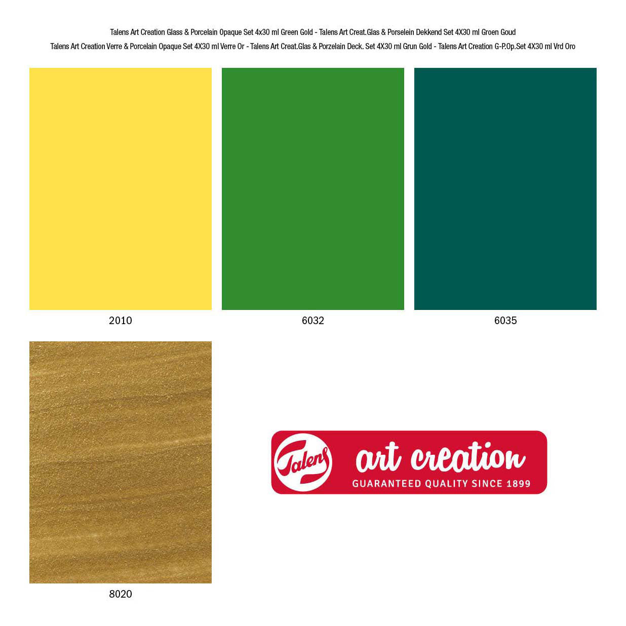 Talens art creation talens art creat.glas porselein dekkend set 4 x 30 ml groen goud