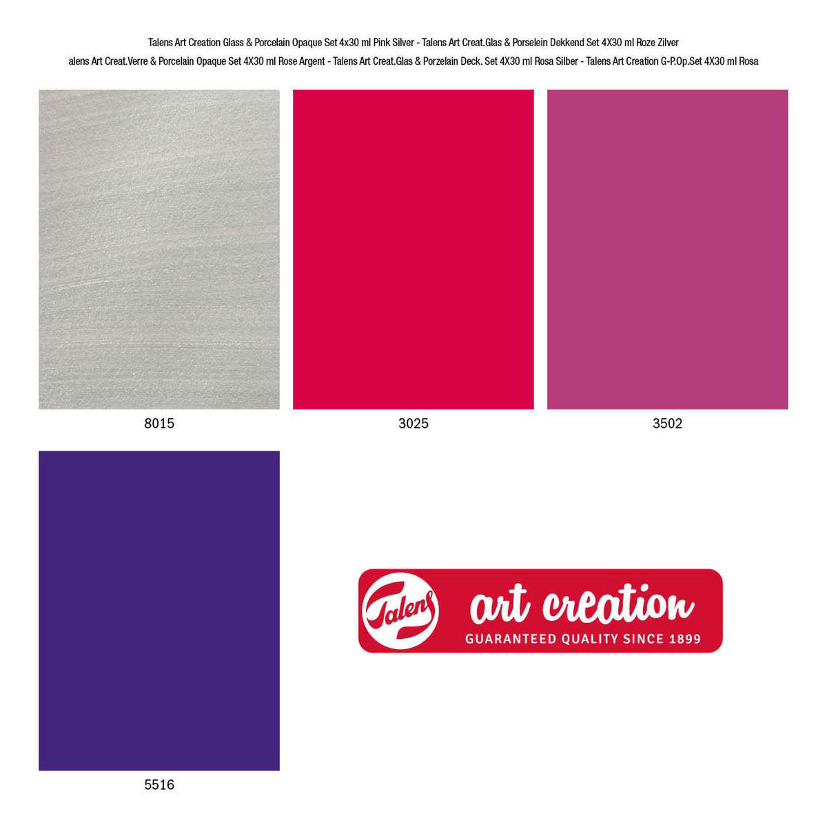 Talens art creation talens art creat.glas porselein dekkend set 4 x 30 ml roze zilver