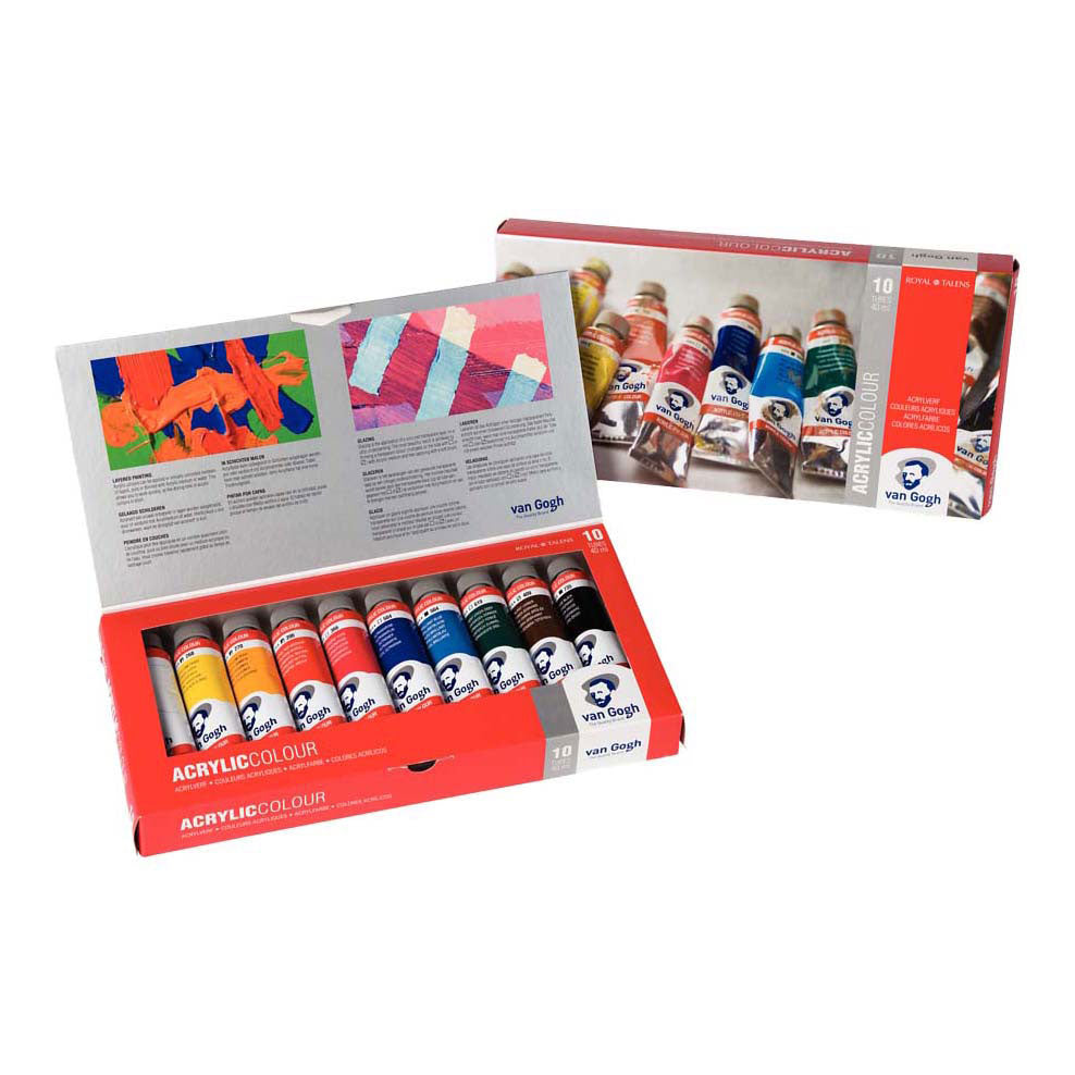 Bruynzeel - Van gogh acrylverf basisset met 10 kleuren in tubes van 40ml