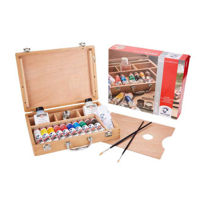 Van gogh acrylverf in kist basic met 10 kleuren 40ml