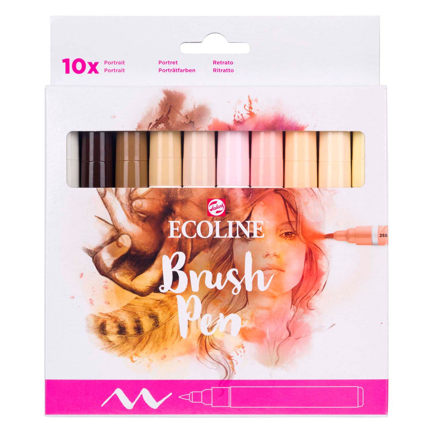 Ecoline brush pen set portret | 10 colours