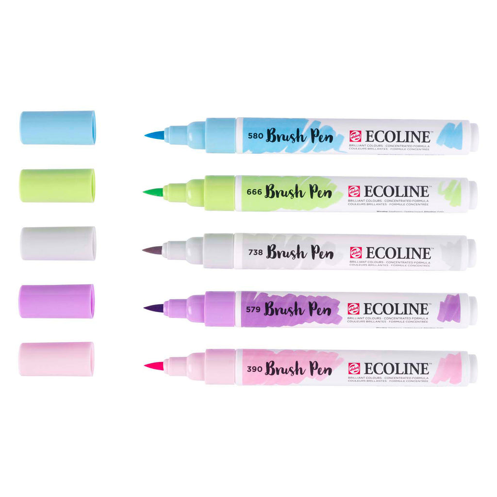 Ecoline - Ecoline brush pen set pastel 5 kleuren