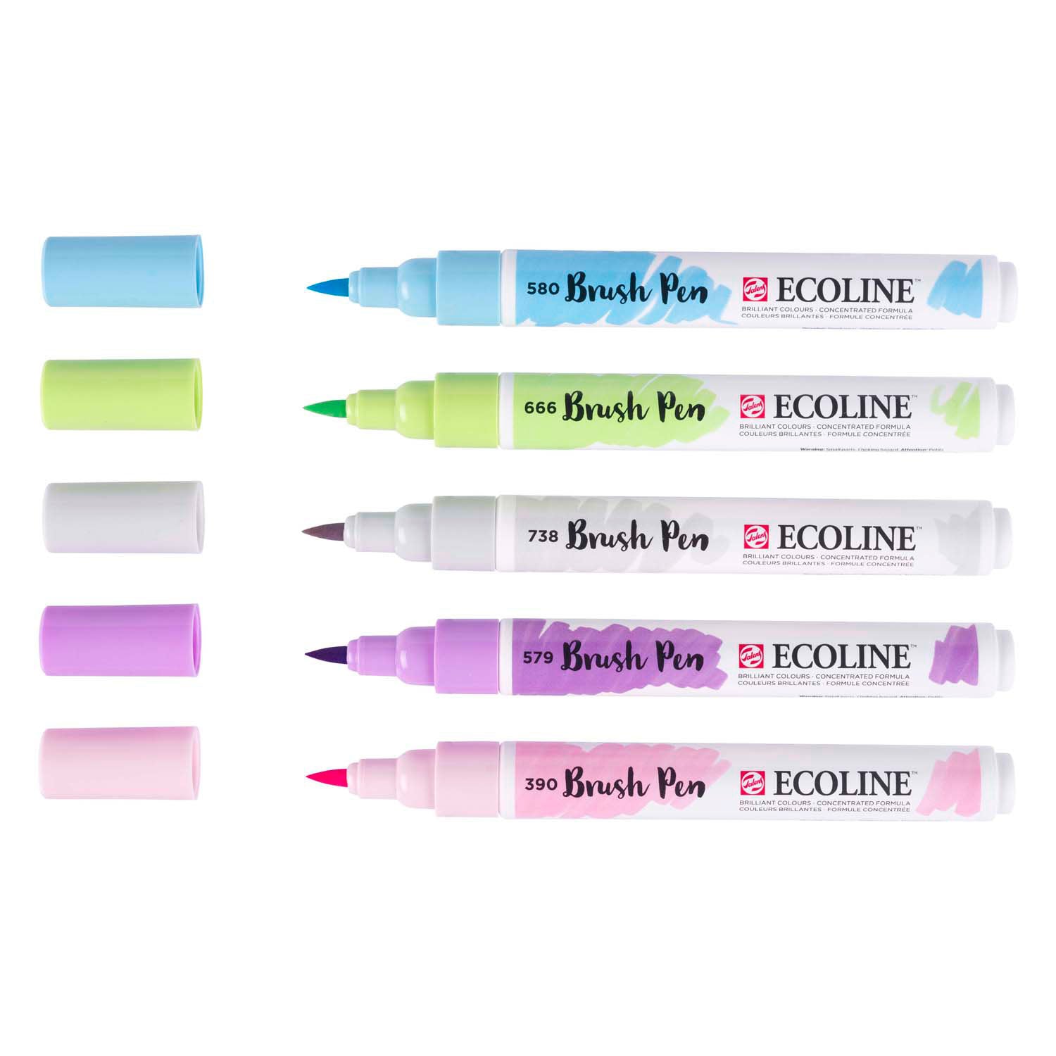 Ecoline - Ecoline brush pen set pastel 5 kleuren