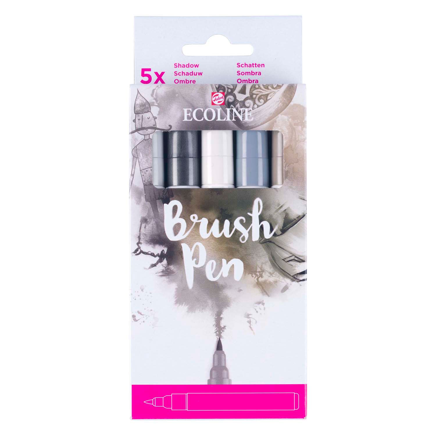 Ecoline - Ecoline brush pen set schaduw 5 kleuren