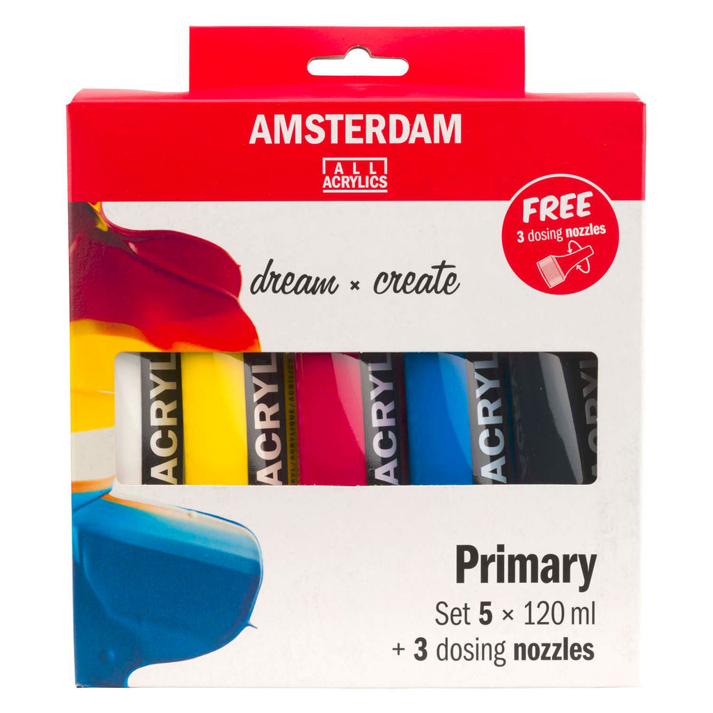 Amsterdam - Amsterdam standard series acrylverf primaire set | 5 x 120 ml + 3 doseertuiten