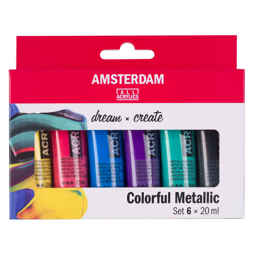 Royal Talens - Royal Talens Amsterdam standard series acrylverf kleurrijke metallic set 20ml 6dlg.