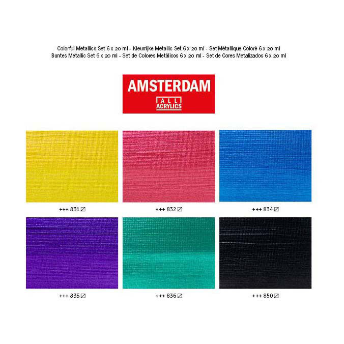 Royal Talens - Royal Talens Amsterdam standard series acrylverf kleurrijke metallic set 20ml 6dlg.